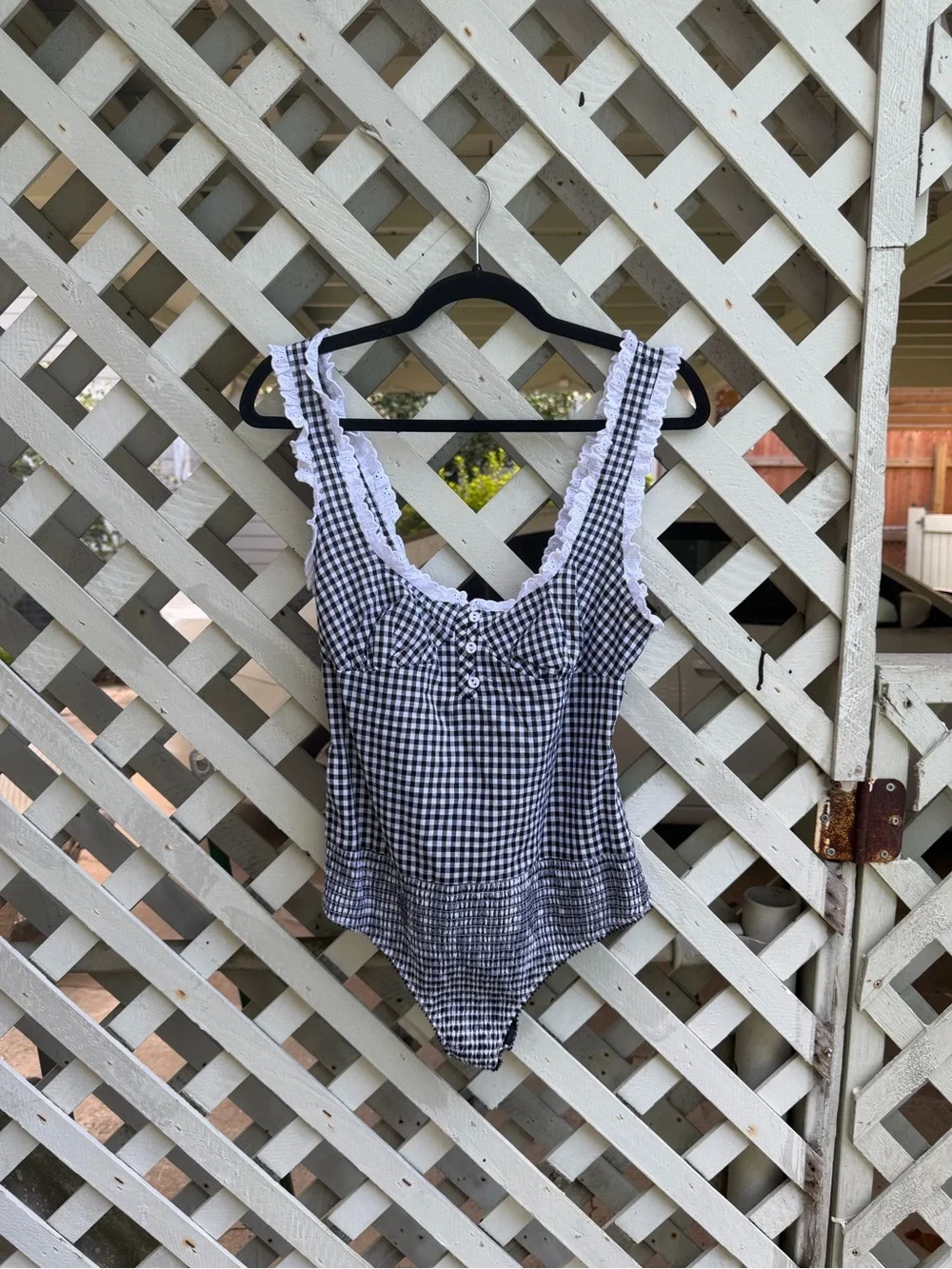Free people Cassie Gingham Ruffle Bodysuit